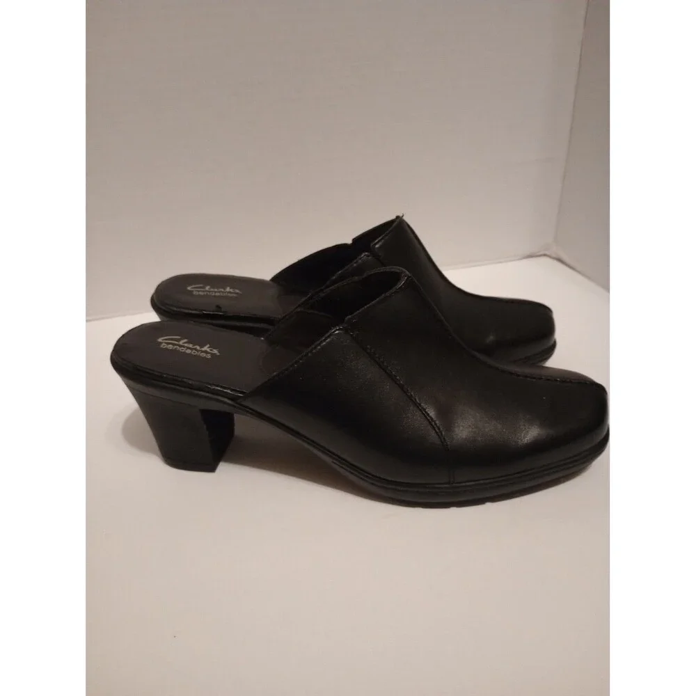Clarks Elegance Black Clogs Women's Size 9M